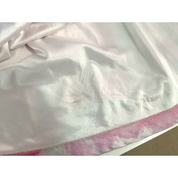 Retrofete Ariella Marbled Cowl Neck Tie Straps Pink and White Mini Dress Sz XXL - Picture 8 of 10